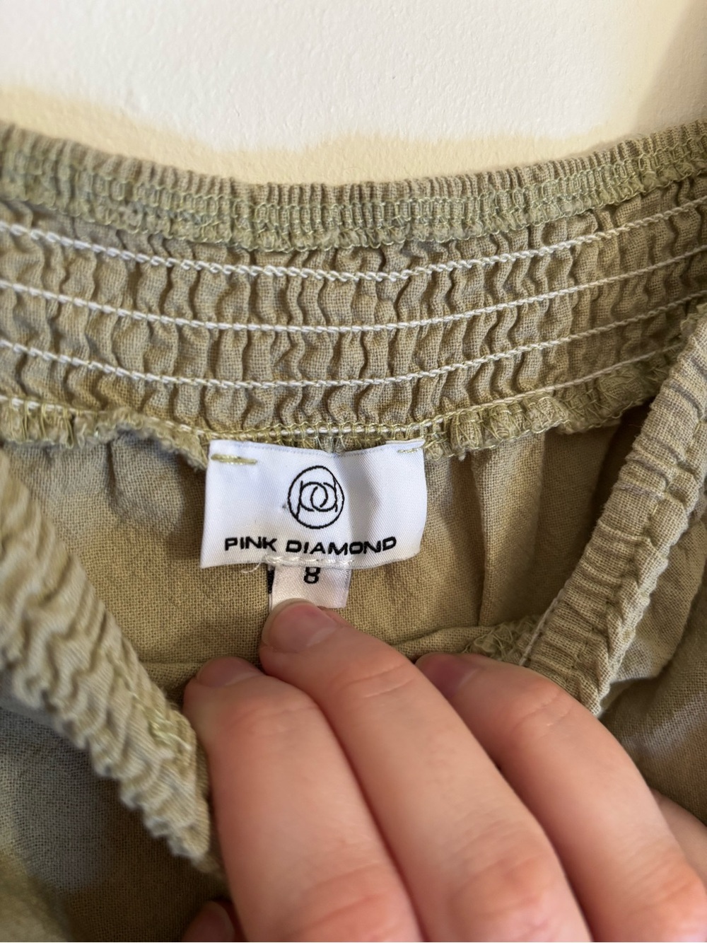 Pink Diamond Light Olive Ruffle Mini Dress - Picture 4 of 4